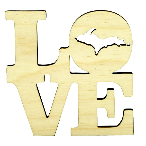 Love UP Cutout Baltic Birch Wood Drink Coaster 3.5"