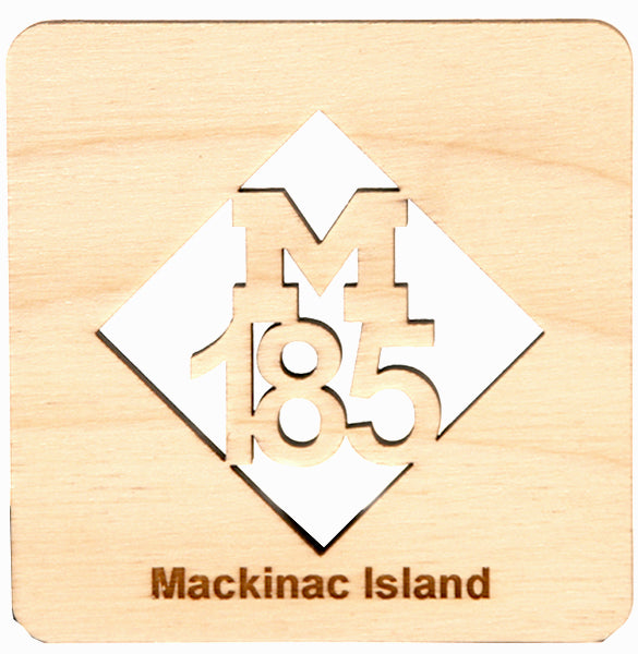 M‑185 Mackinac Island Highway Baltic Birch Drink Coaster 3.5"