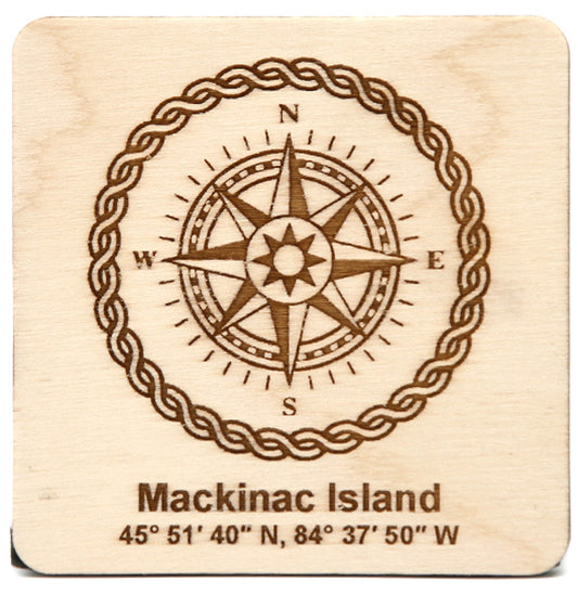 Compass & Rope Coordinates Baltic Birch Drink Coaster 3.5"