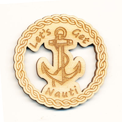 Get Nauti Anchor Rope - Baltic Birch Magnet - 2" Coastal Style