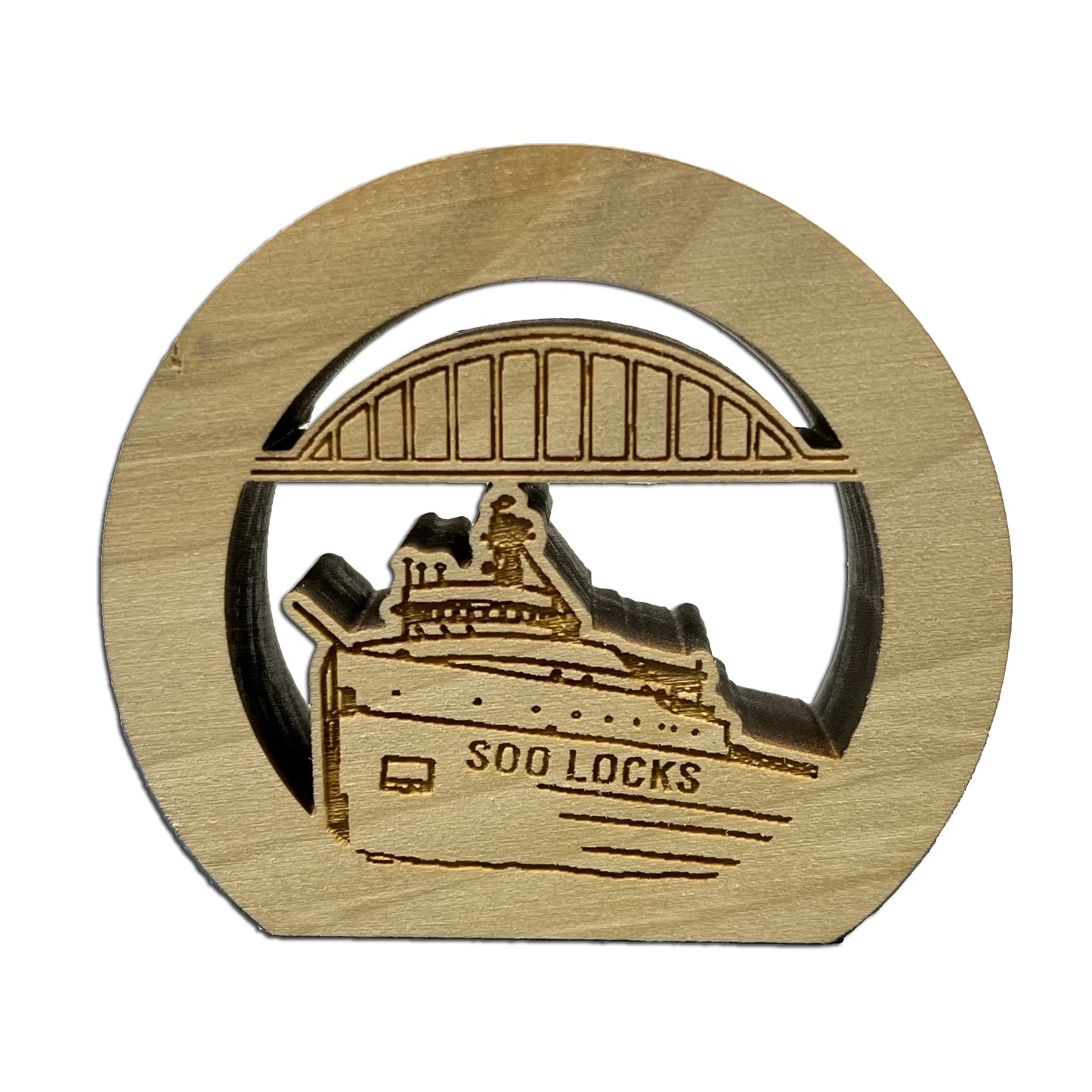 Soo Locks Poplar Photo Holder 2.25” – Michigan Nautical Desk Ornament
