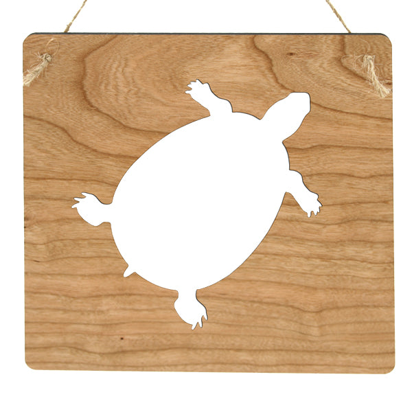Turtle Cherry Wood Sign - 7.25" Nature Wildlife Decor - Lake House Wall Art
