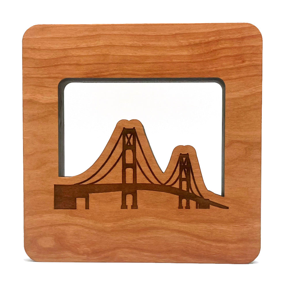 Mackinac Bridge Cherry Wood Trivet