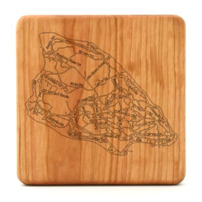 Mackinac Island Road Map Cherry Wood Trivet – 6" Square