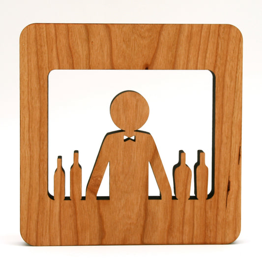 6" Square Bartender Cherry Wood Trivet
