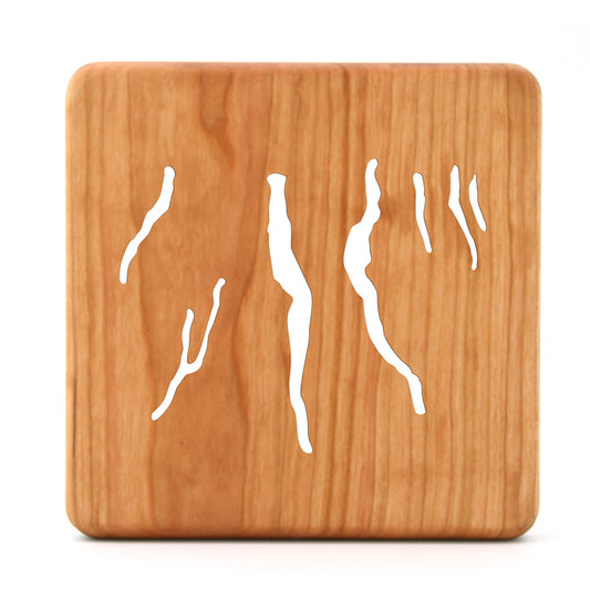 6" Square Finger Lakes Cherry Wood Trivet – Handcrafted