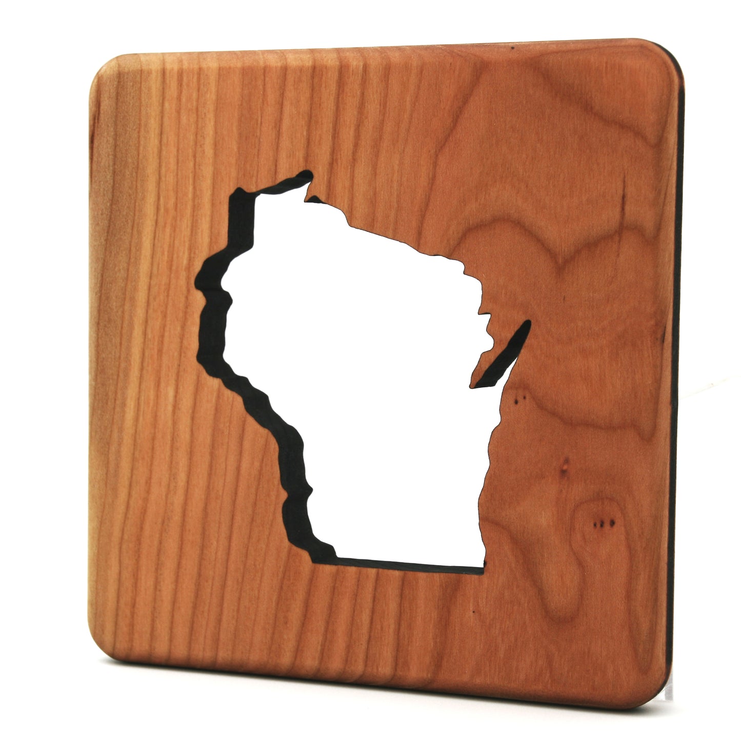 6" Square Wisconsin Cherry Wood Trivet – Handcrafted State Pride