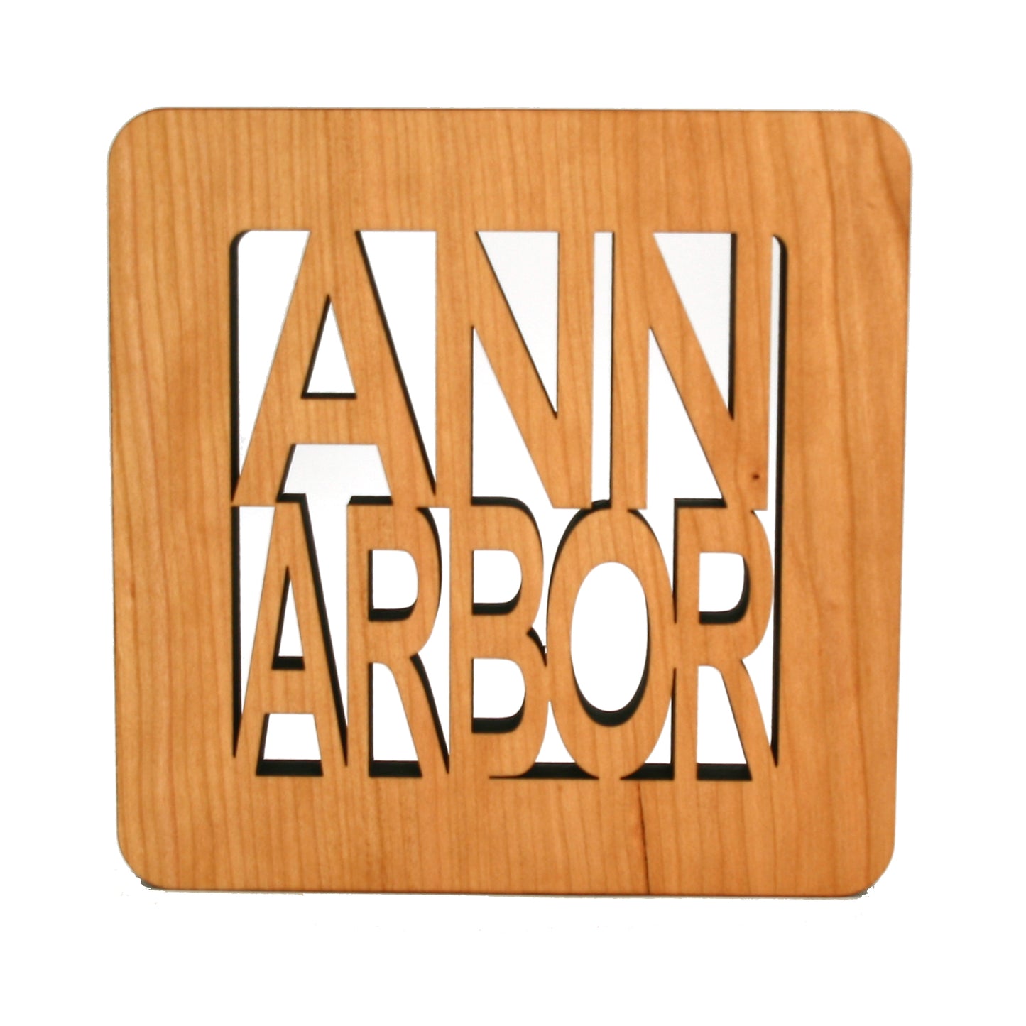 6" Square Ann Arbor Cherry Wood Trivet