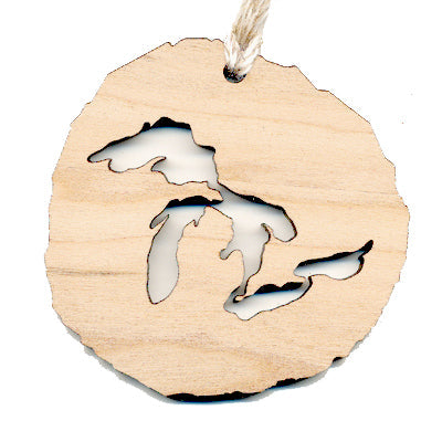 Handcrafted Great Lakes Cherry Wood Ornament