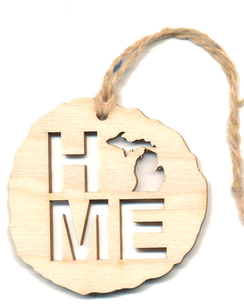 Home Michigan Wood Ornament 2.4" - Baltic Birch State Pride Decor