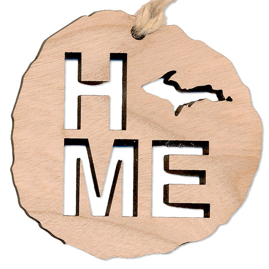 Home Upper Peninsula Cherry Wood Ornament 2.4" - Handcrafted Yooper Pride