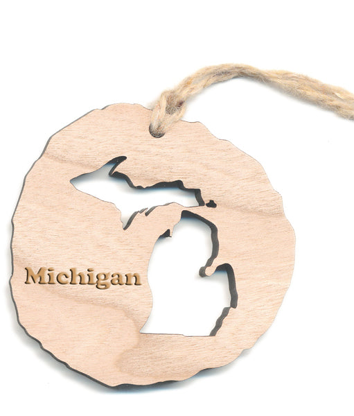 Michigan Mitten Cherry Wood Ornament 2.4" - Handcrafted State Shape Holiday Decor