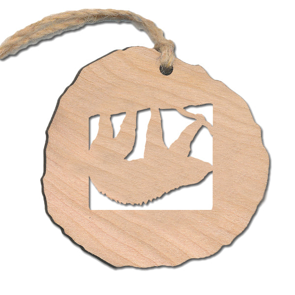Sloth Cherry Wood Ornament 2.4" - Handcrafted Cute Animal Holiday Decoration