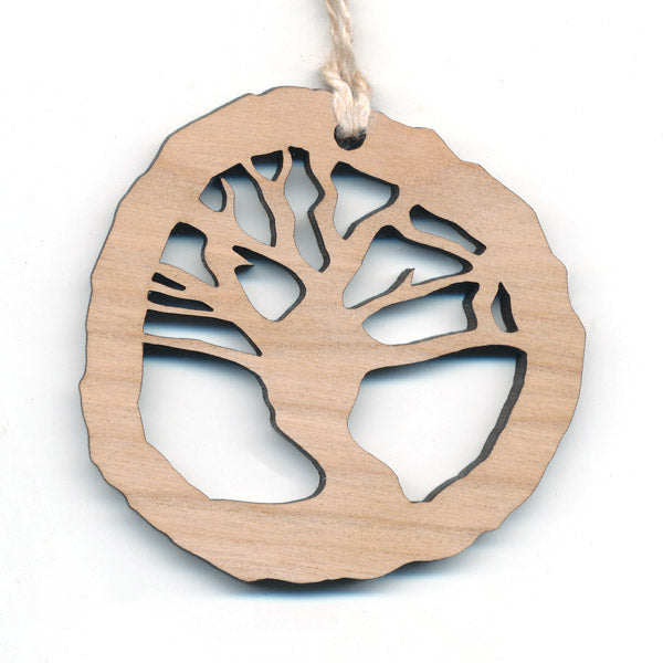 Tree Cherry mdf Wood Ornament 2.4" - Farmhouse Nature Decoration