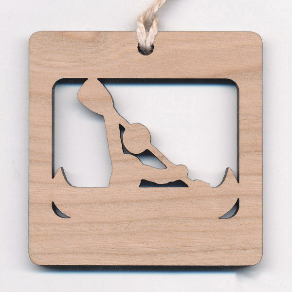 Wood Ornament - Canoe - Cherry 2.4"