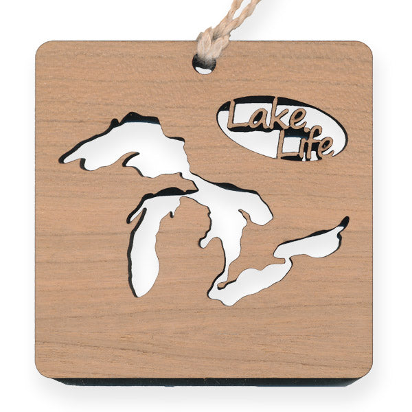 Wood Ornament - Great Lakes Lake Life - Cherry - 2.4"