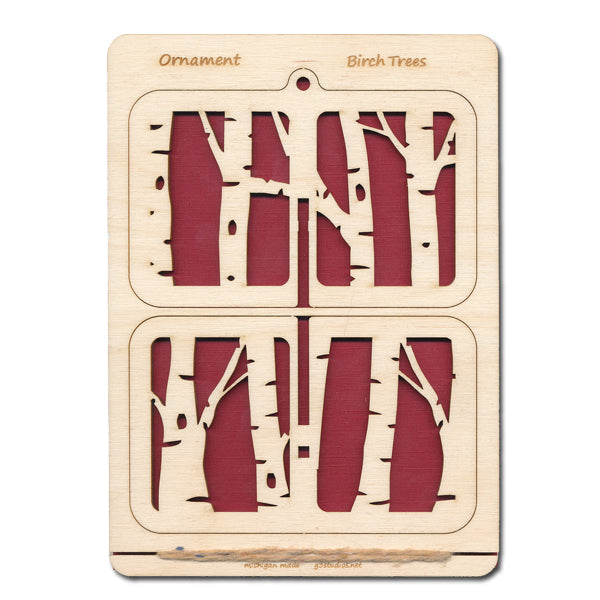 Wood Ornament Birch Trees Nature Lover