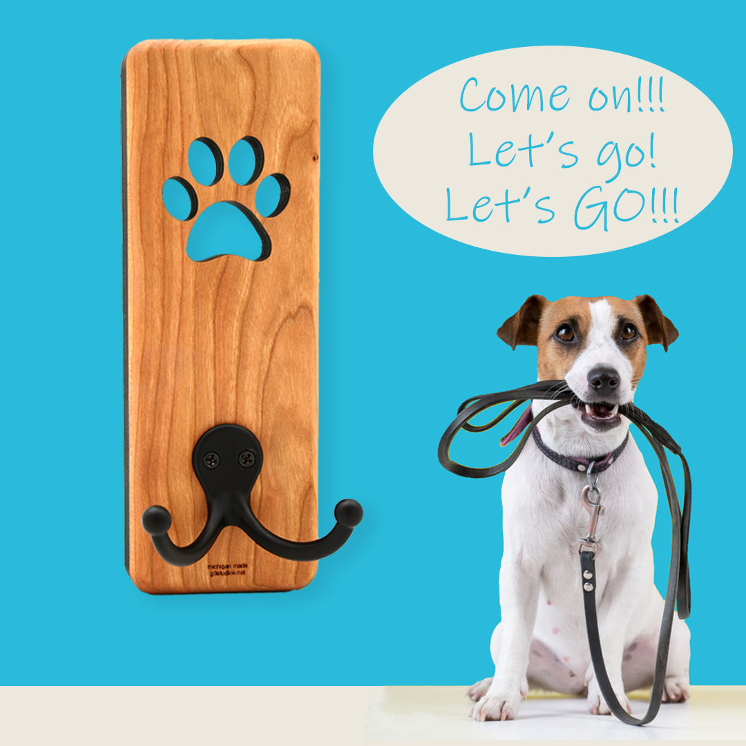 Paw Cherry Hook - 7.75" x 2.5" - Dog Lover Wall Organizer