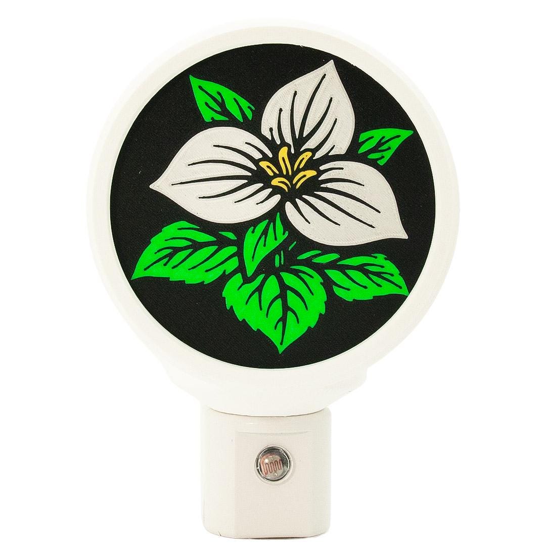 Night Light - Trillium Flower Eco-Friendly Home Decor.
