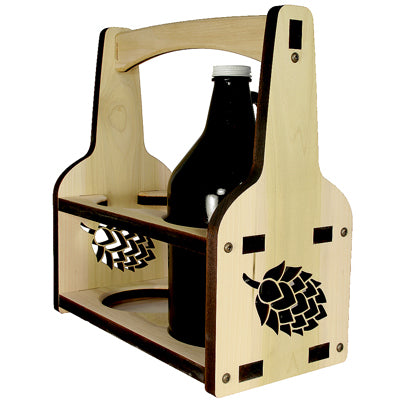 Growler Caddy – Hops Design – Handcrafted Poplar Wood
