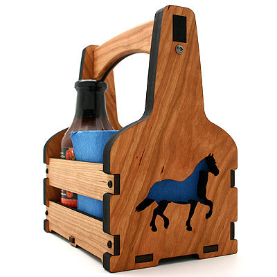 Cherry Wood Tabletop Caddy Horse Cutout