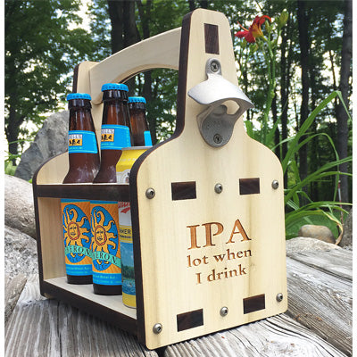 6-Pack Beer Carrier – IPA Lot Design – Poplar Wood