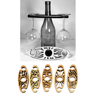 Wine Glass Holder Cherry Wood Cutout 8.5" x 2.75"