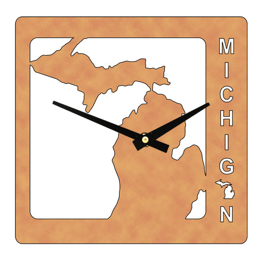 Cherry MDF Wood Michigan Cutout Clock Rectangle 11.5"