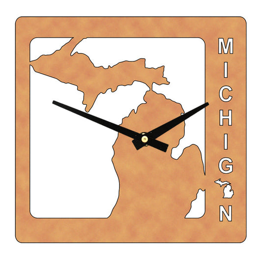 Cherry MDF Wood Michigan Cutout Clock Rectangle