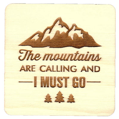 Mountains Calling Baltic Birch Coasters – 3.5" Wooden Drink Coasters