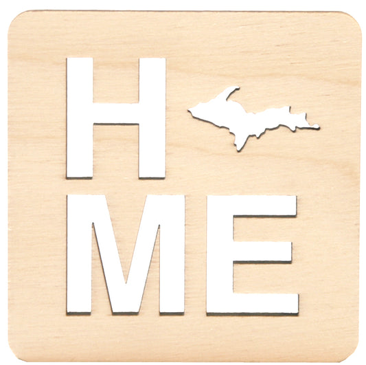 Drink Coaster - 3.5" - Square Home Upper Peninsuala - Baltic Birch