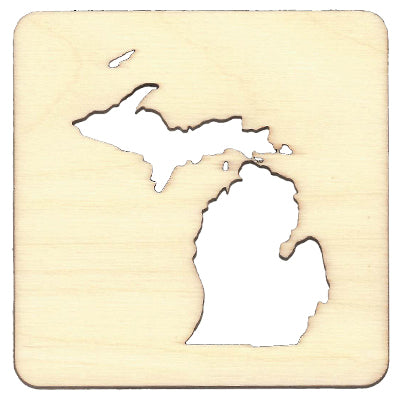 Drink Coaster - 3.5" - State of Michigan - Baltic Birch