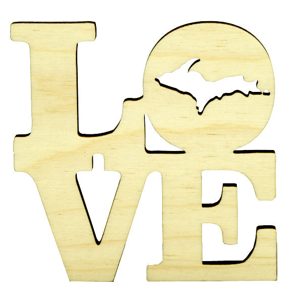 Wood Drink Coaster Love UP Cutout