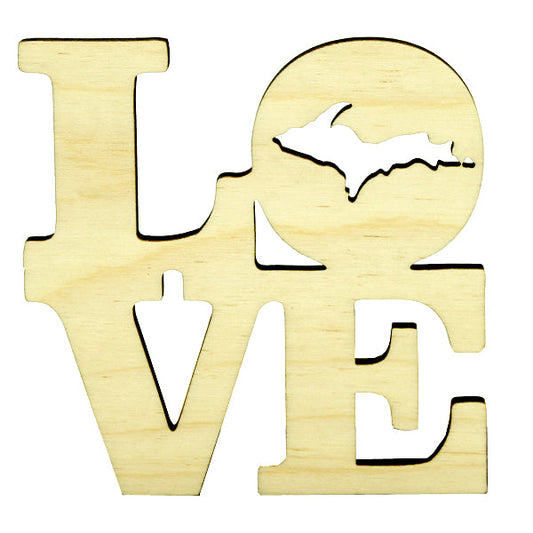 Wood Drink Coaster Love UP Cutout