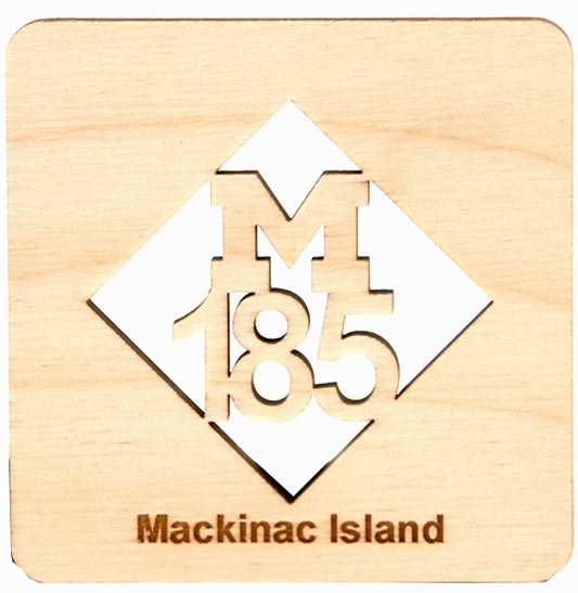 M‑185 Mackinac Island Highway Baltic Birch Drink Coaster 3.5"