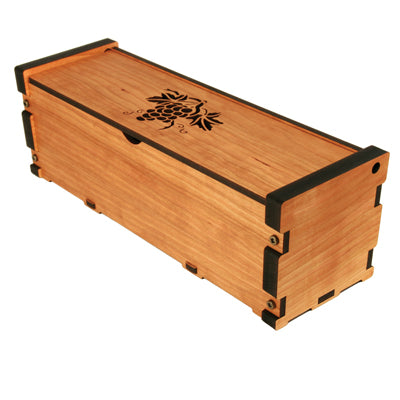 Wine Box – 12" x 4" x 4" – Grapes – Cherry – Elegant Bottle Gift Case