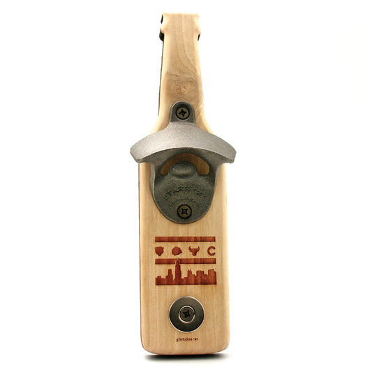 Chicago Skyline with Sports Poplar Magnetic Bottle Opener – 9" x 2.5" – Starr Barware