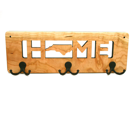 Home NC Cherry Coat Rack - 17.5" x 6" - 3 Hook Wooden Organizer