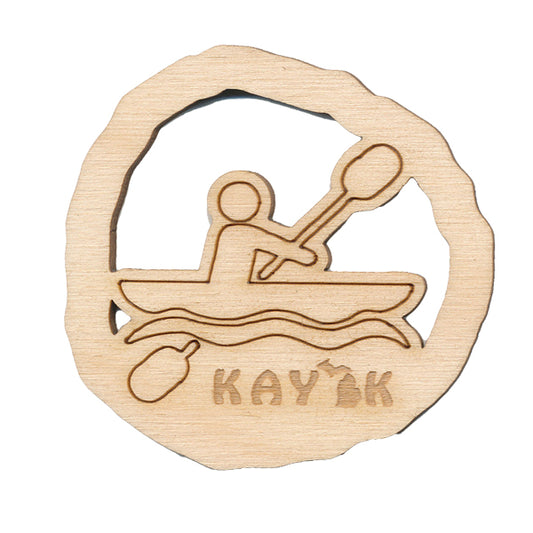Kayak MI Baltic Birch Square Magnet - 2" Water Sport Accent
