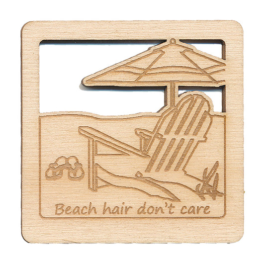 Beach Hair Baltic Birch Square Magnet - 2" Beach-Themed Decor