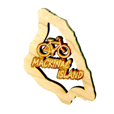 Large Magnet - Mackinac Island Shape - 3" Bicycle - Baltic Birch