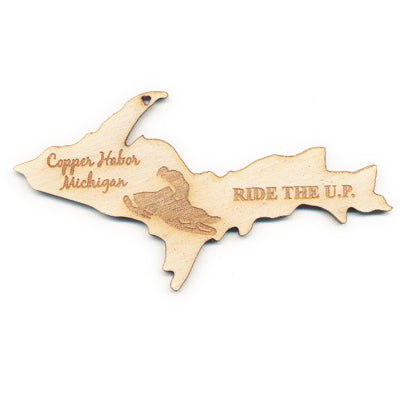 Large Magnet - UP Shape - 3" - Ride the UP Snowmobile - Baltic Birch