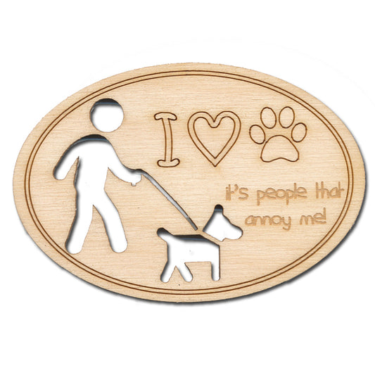 Large Oval Baltic Birch Magnet - 3" Paw People Annoy Me - Whimsical Fun