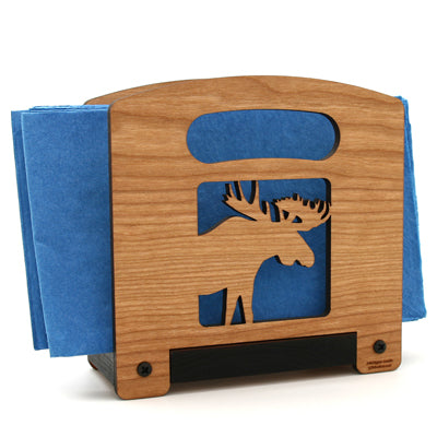 Moose Cherry Napkin Holder 5.75” – Handcrafted Michigan Woodland Style