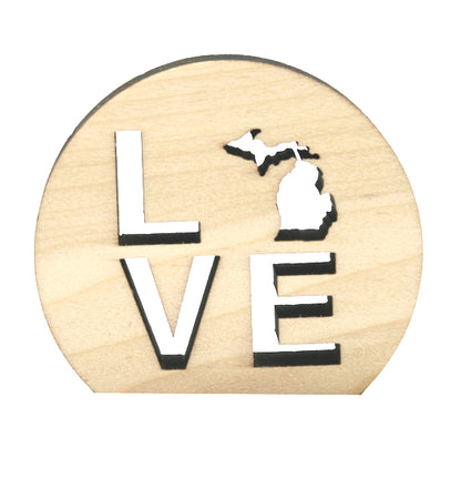 Love Michigan Poplar Wood Photo Holder