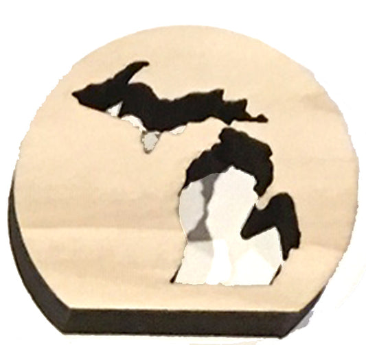 Michigan Poplar Wood Photo Holder - 2.25" Great Lakes State Display - MI Pride Memory Stand