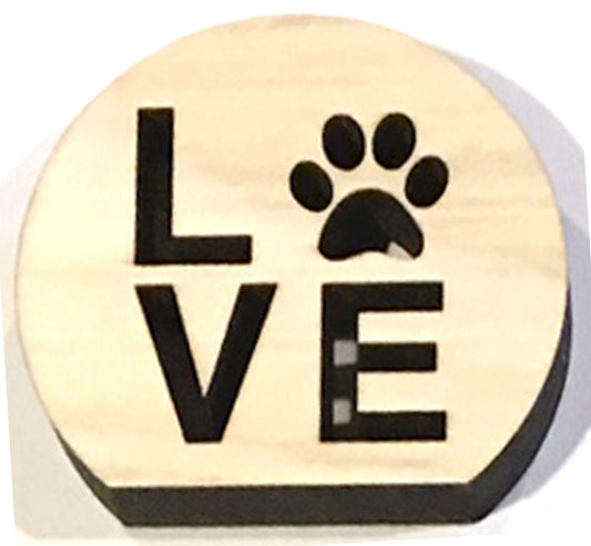 Love Paw Poplar Wood Photo Holder - 2.25" Square Pet Display - Animal Lover Memory Stand
