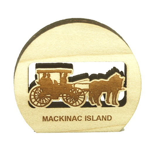 Horse & Carriage Poplar Wood Photo Holder - 2.25" Historic Transport Display - Classic Elegance Stand