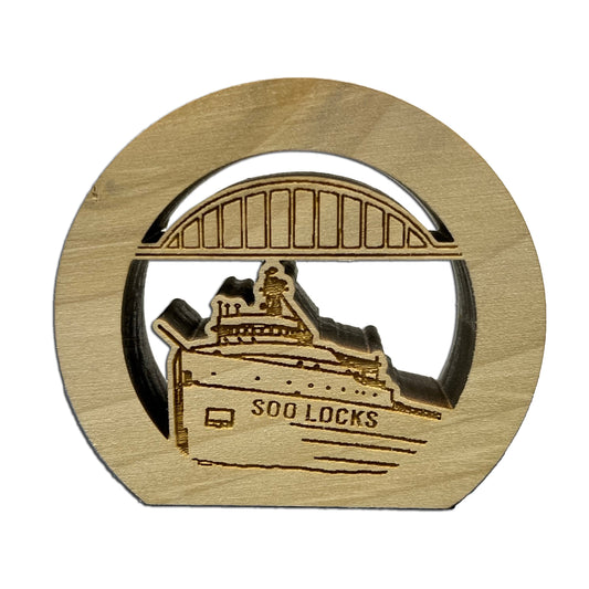 Soo Locks Poplar Photo Holder 2.25” – Michigan Nautical Desk Ornament
