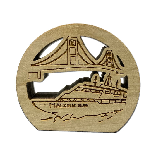 Mackinac Island Ferry Poplar Photo Holder - 2.25" Nautical Display - Michigan Heritage